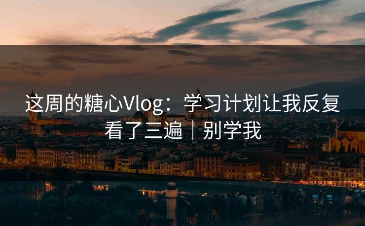 这周的糖心Vlog：学习计划让我反复看了三遍｜别学我