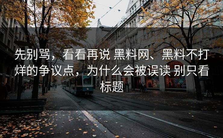 先别骂，看看再说 黑料网、黑料不打烊的争议点，为什么会被误读 别只看标题