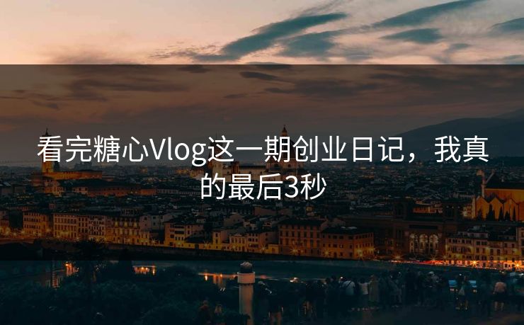 看完糖心Vlog这一期创业日记，我真的最后3秒
