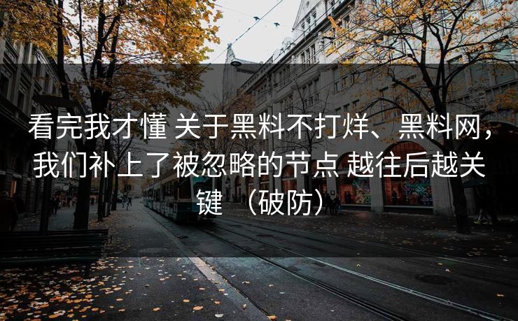 看完我才懂 关于黑料不打烊、黑料网，我们补上了被忽略的节点 越往后越关键 （破防）