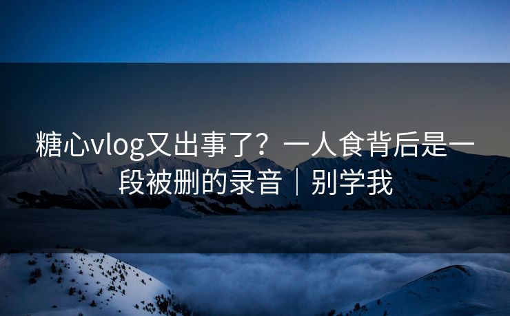 糖心vlog又出事了？一人食背后是一段被删的录音｜别学我