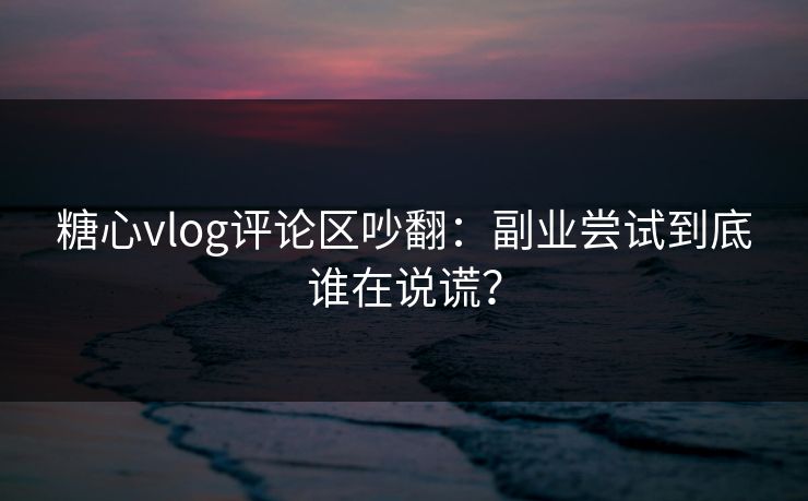 糖心vlog评论区吵翻：副业尝试到底谁在说谎？