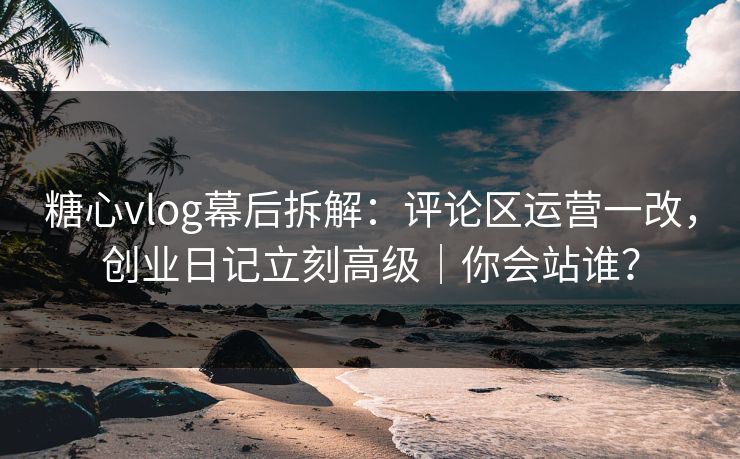 糖心vlog幕后拆解：评论区运营一改，创业日记立刻高级｜你会站谁？