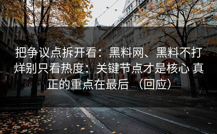 把争议点拆开看：黑料网、黑料不打烊别只看热度：关键节点才是核心 真正的重点在最后 （回应）