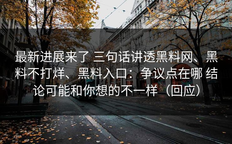 最新进展来了 三句话讲透黑料网、黑料不打烊、黑料入口：争议点在哪 结论可能和你想的不一样（回应）