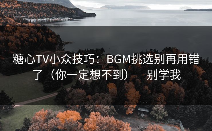 糖心TV小众技巧：BGM挑选别再用错了（你一定想不到）｜别学我
