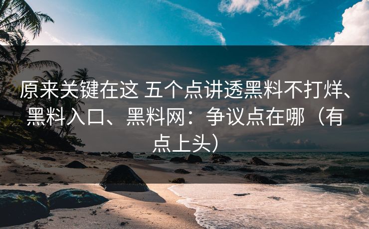 原来关键在这 五个点讲透黑料不打烊、黑料入口、黑料网：争议点在哪（有点上头）