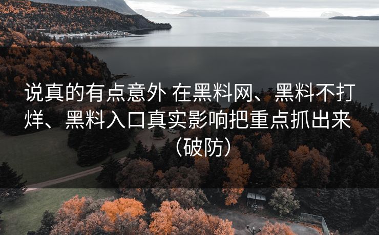 说真的有点意外 在黑料网、黑料不打烊、黑料入口真实影响把重点抓出来 （破防）
