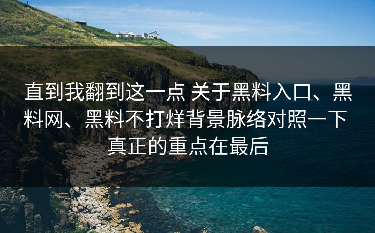 直到我翻到这一点 关于黑料入口、黑料网、黑料不打烊背景脉络对照一下 真正的重点在最后