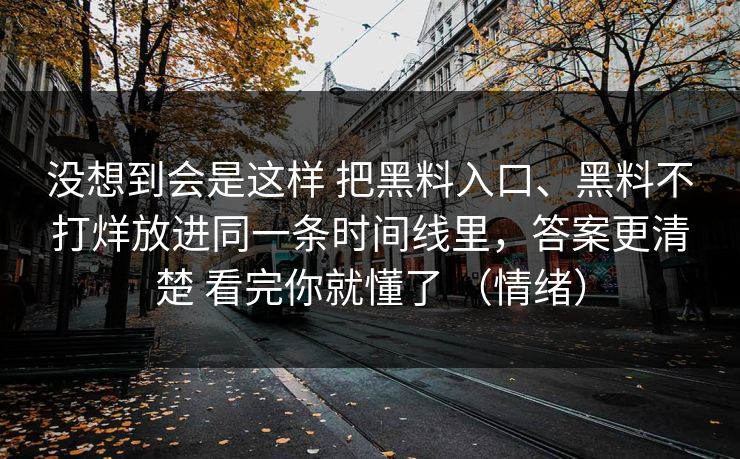 没想到会是这样 把黑料入口、黑料不打烊放进同一条时间线里，答案更清楚 看完你就懂了 （情绪）
