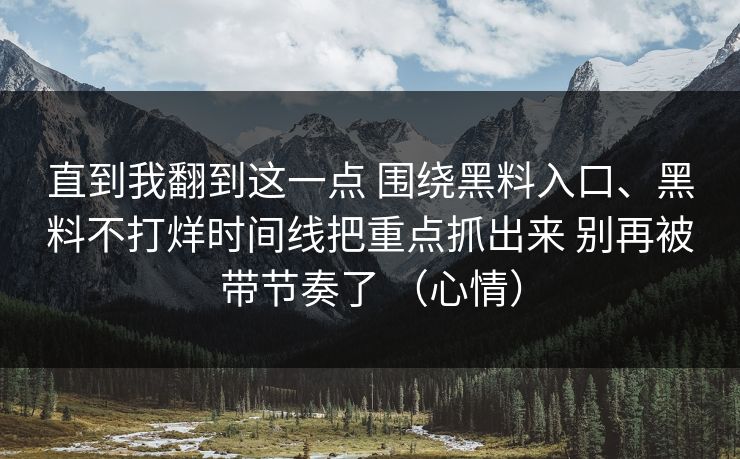 直到我翻到这一点 围绕黑料入口、黑料不打烊时间线把重点抓出来 别再被带节奏了 （心情）