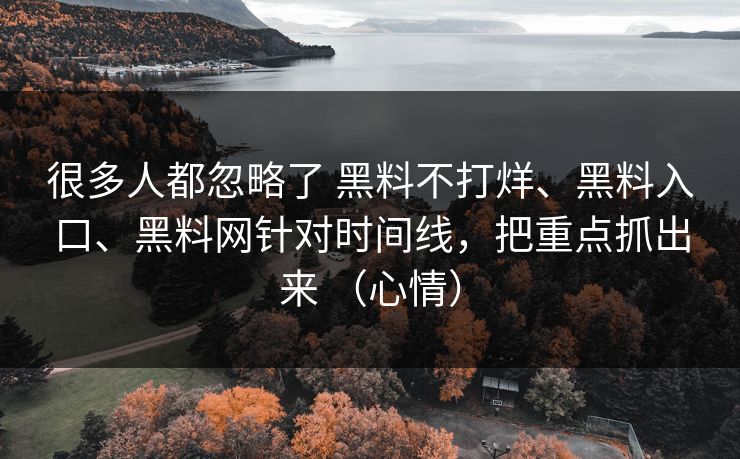 很多人都忽略了 黑料不打烊、黑料入口、黑料网针对时间线，把重点抓出来 （心情）