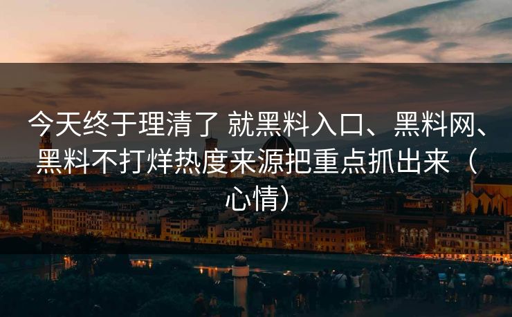 今天终于理清了 就黑料入口、黑料网、黑料不打烊热度来源把重点抓出来（心情）