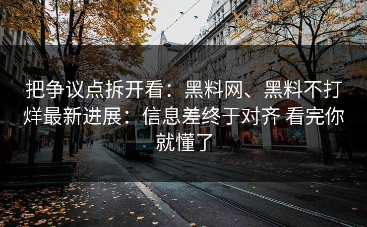 把争议点拆开看：黑料网、黑料不打烊最新进展：信息差终于对齐 看完你就懂了