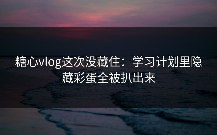 糖心vlog这次没藏住：学习计划里隐藏彩蛋全被扒出来