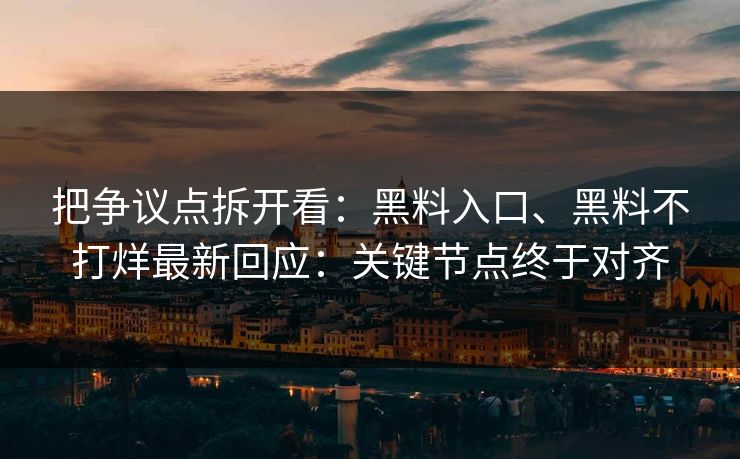 把争议点拆开看：黑料入口、黑料不打烊最新回应：关键节点终于对齐